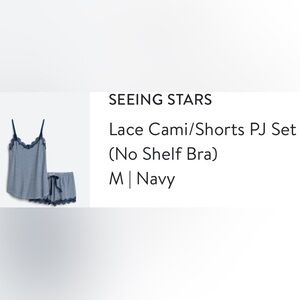 Seeing stars,lace cami/shorts,PJ set,navy,size,medium,brand,new,with tags.
